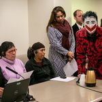 Keith Albahae as The Joker speaks to the comittee<br/>
